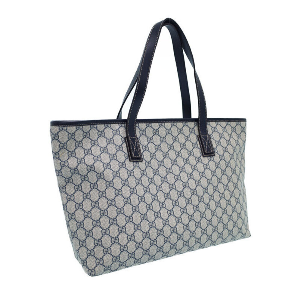Gucci Bag Beige Blue canvas coated monogram GG Supreme Tote GG